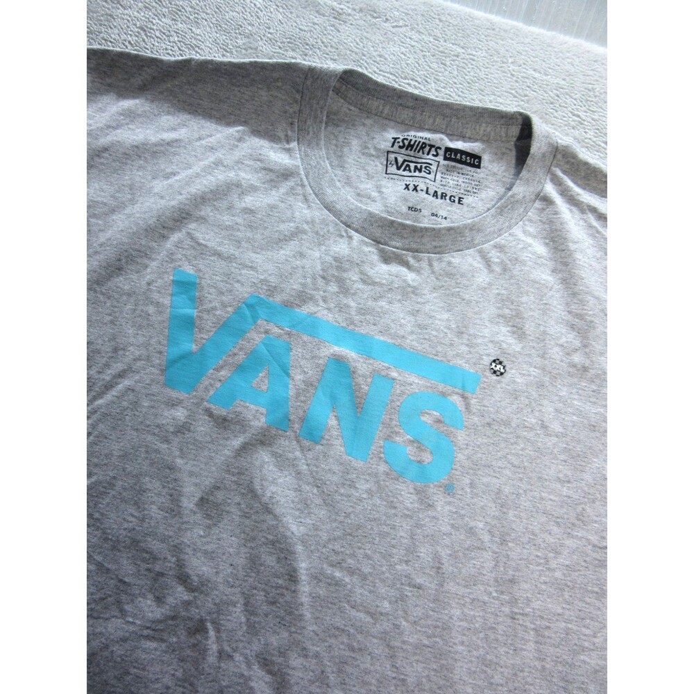 NWT Vans T-Shirt Mens Size XXL 2XL Classic Fit Gray Crew Neck Logo Print